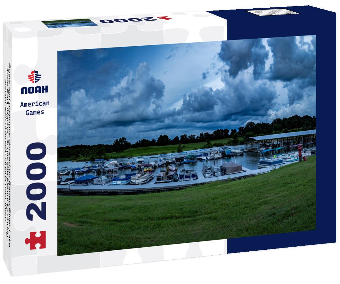 Noah Jigsaw Puzzle Boats and pontoons docked on Barren River Lake State Park Marina, Scottsville Kentucky during sunset with dramatic clouds over them 2000 pieces