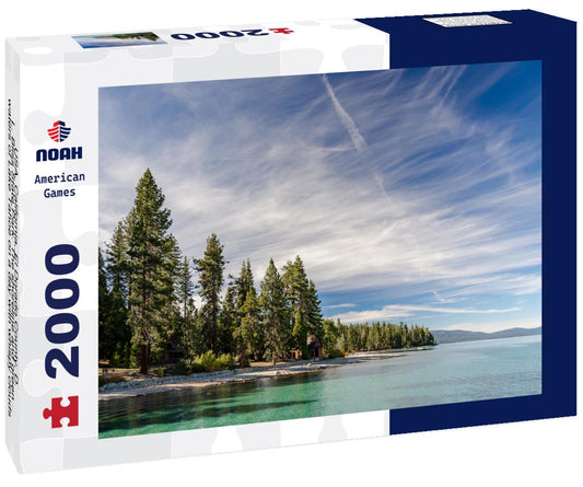 Noah Jigsaw Puzzle USA, California, El Dorado County, D.L. Bliss State Park. The shoreline and green waters of Lake Tahoe on a day with whispy clouds 2000 pieces