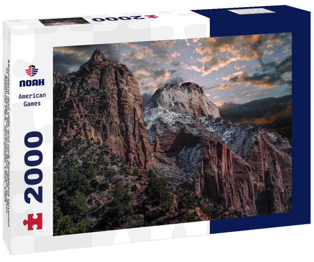Noah Jigsaw Puzzle Mountains and cliffs and rock formations covered in snow along the scenic floor drive in Zion National Park, Springdale, Utah, USA 2000 pieces