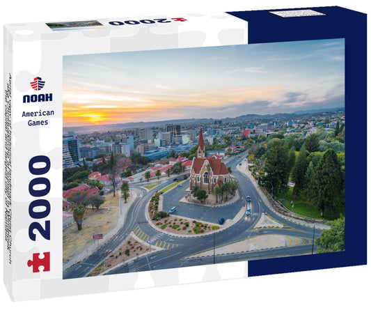 Noah Jigsaw Puzzle Aerial view of historical landmark Christ Church aka Christuskirche at sunset in Windhoek, the capital and largest city of Namibia 2000 pieces
