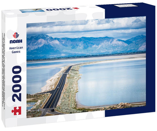 Noah Jigsaw Puzzle Road leading into Antelope Island State Park in Utah is on a barrier island causeway, crossing the Bridger Bay in Great Salt Lake 2000 pieces