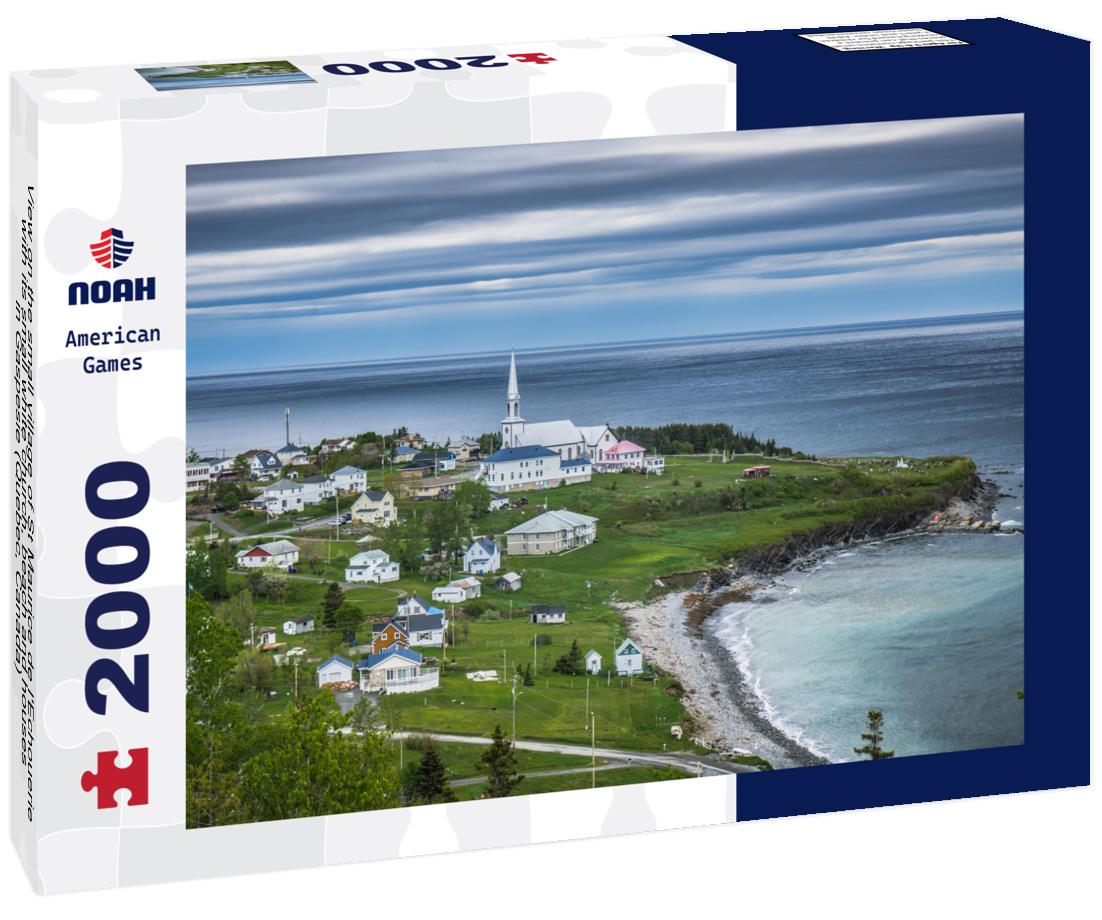 Noah Jigsaw Puzzle View on the small village of St Maurice de l'Echouerie with its small white church, beach and houses in Gaspesie (Quebec, Canada) 2000 pieces