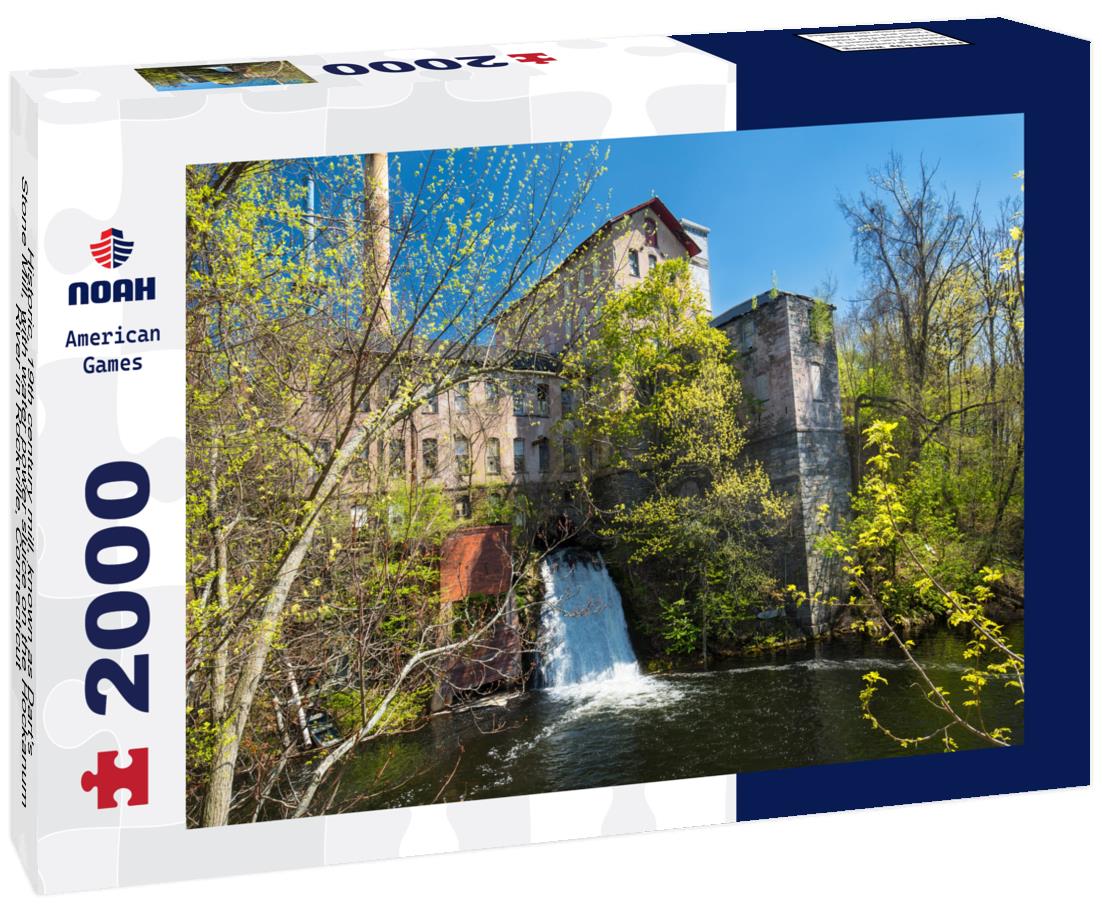 Noah Jigsaw Puzzle Historic, 19th century mill, known as Dart's Stone Mill, with water power sluice on the Hockanum River in Rockville, Connecticut 2000 pieces