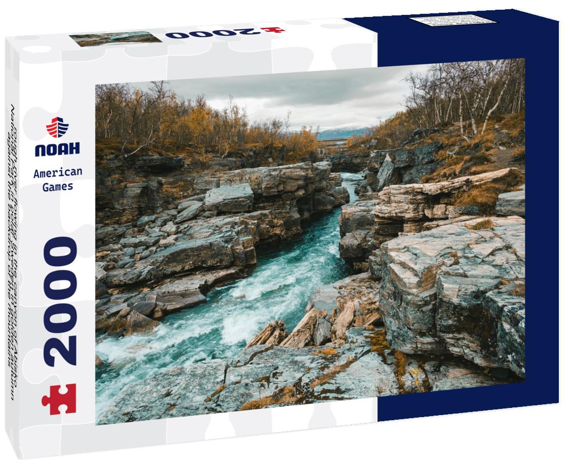 Noah Jigsaw Puzzle rough river flowing in the canyon of Abisko National Park in polar Sweden in golden autumn against the backdrop of the mountains 2000 pieces