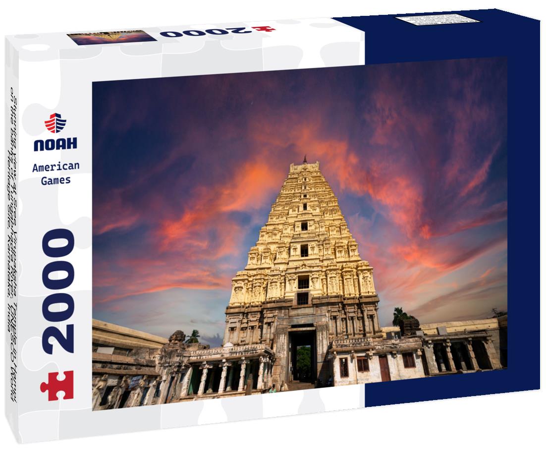 Noah Jigsaw Puzzle Stunning view at Sree Virupaksha Temple in Hampi on the banks of Tungabhadra River, UNESCO World Heritage Site, Karnataka, India 2000 pieces