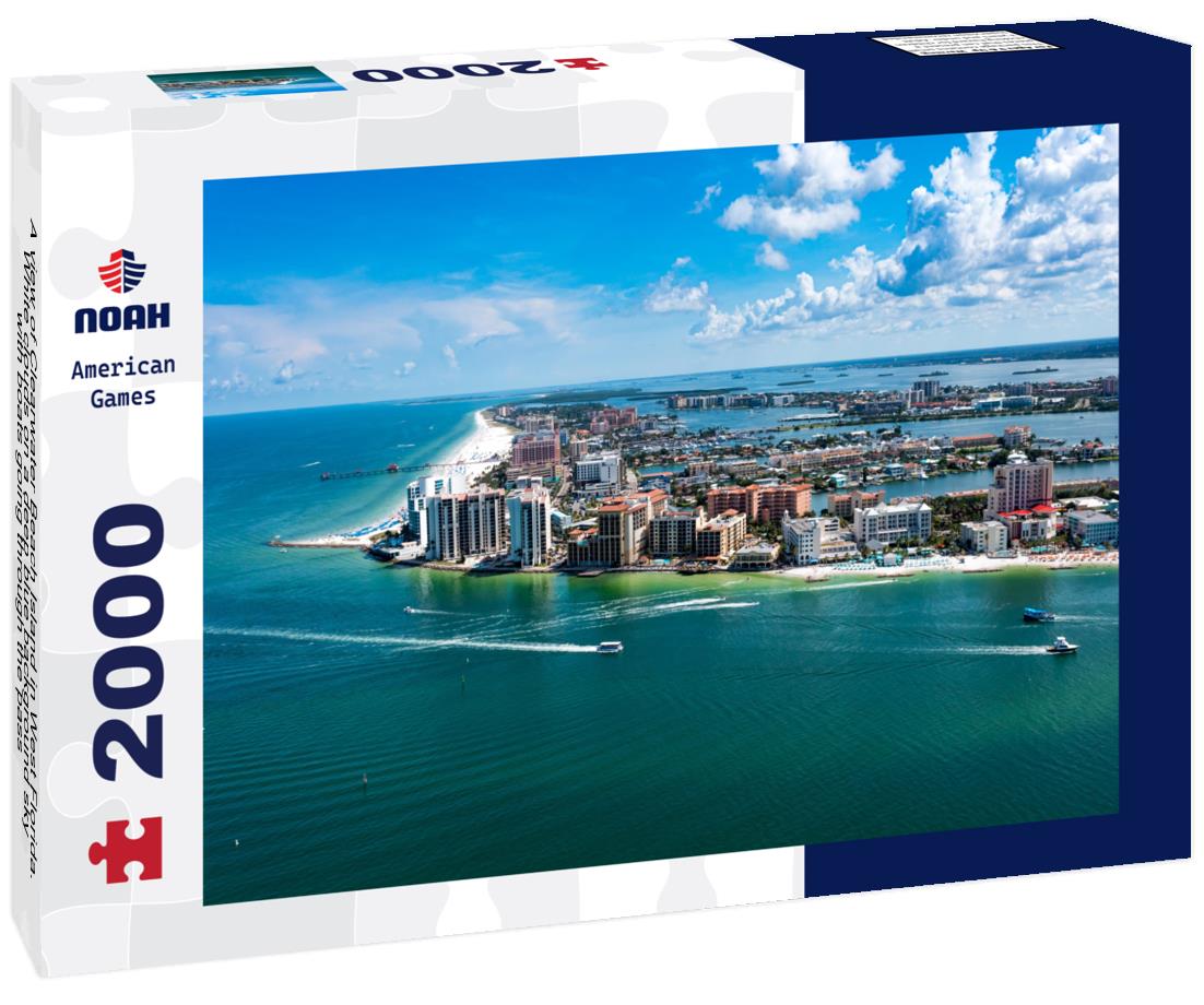 Noah Jigsaw Puzzle A view of Clearwater Beach Island in West Florida. White clouds on a deep blue background sky with boats going through the pass 2000 pieces