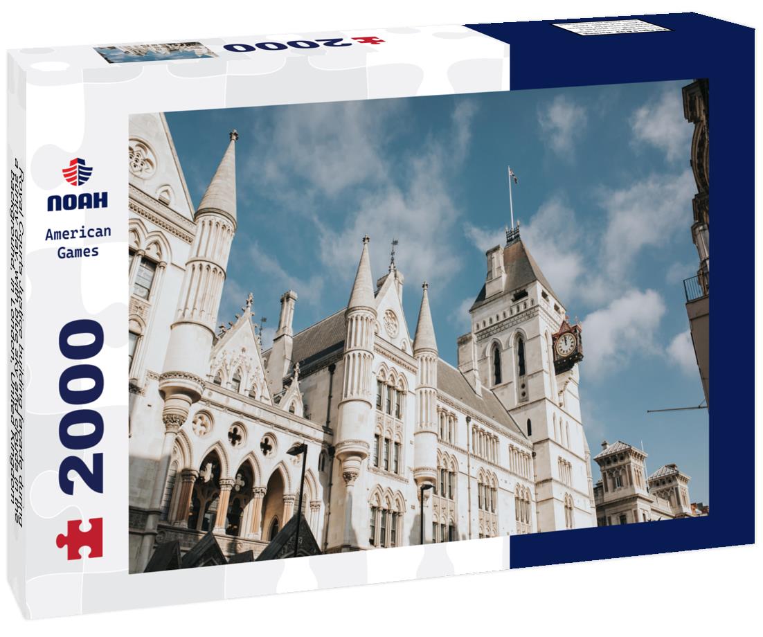 Noah Jigsaw Puzzle Royal Courts Justice building facade during a sunny day, with blue sky and clouds in the background, in London, United Kingdom 2000 pieces