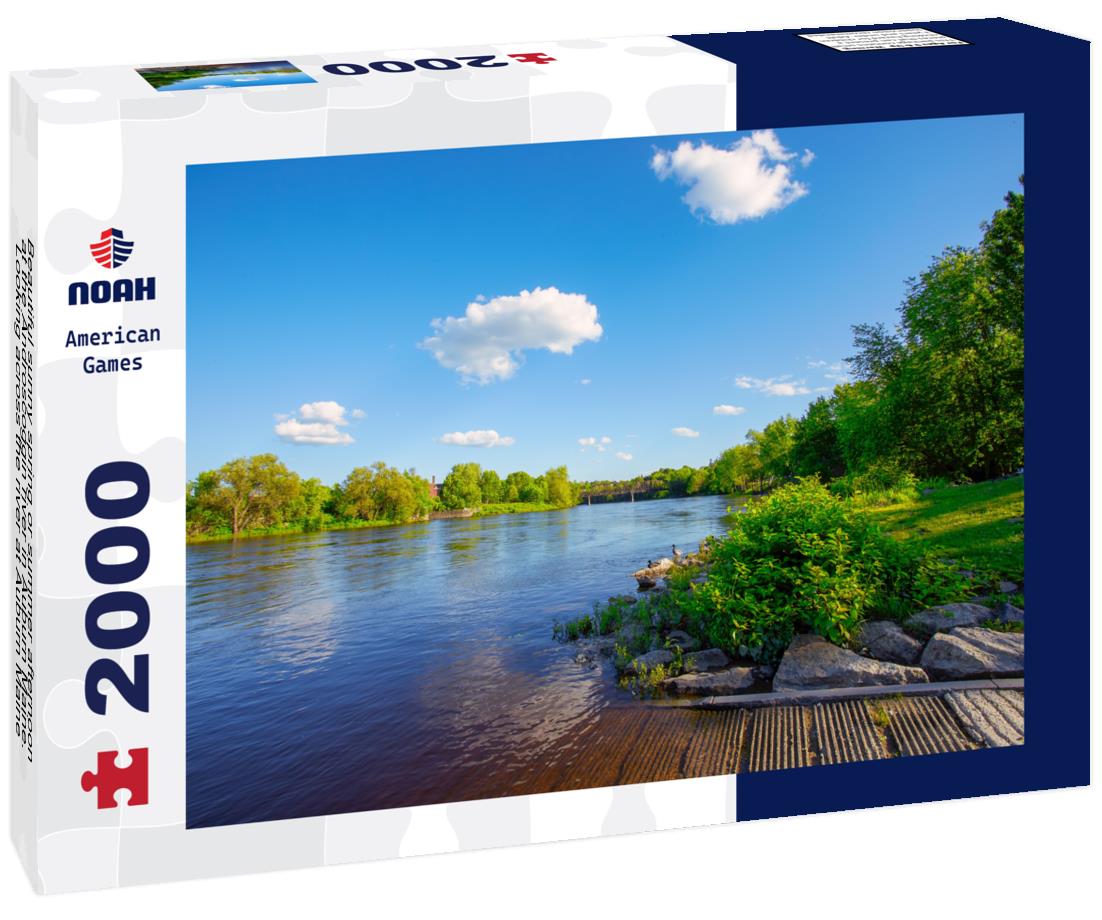 Noah Jigsaw Puzzle Beautiful sunny spring or summer afternoon at the Androscoggin river in Auburn Maine. Looking across the river at Auburn Maine 2000 pieces