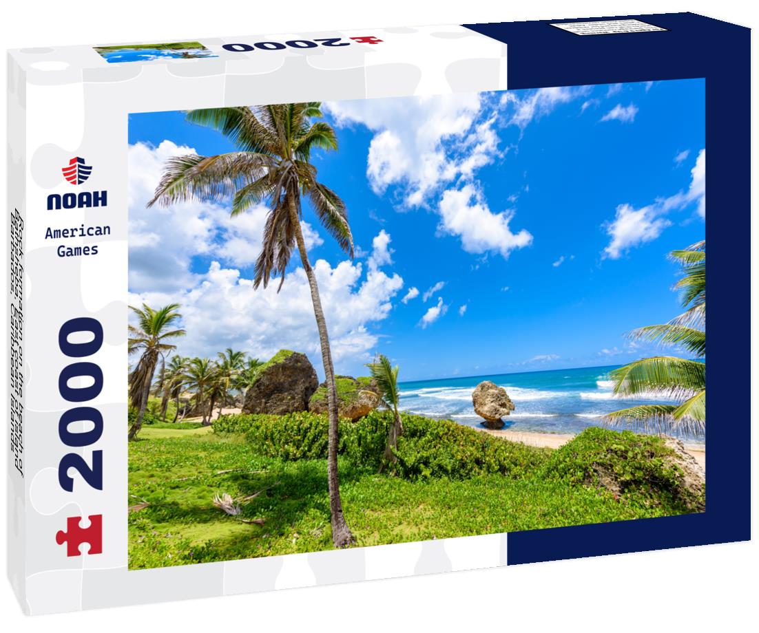 Noah Jigsaw Puzzle Rock formation on the beach of Bathsheba, East coast of island Barbados, Caribbean Islands - travel destination for vacation 2000 pieces