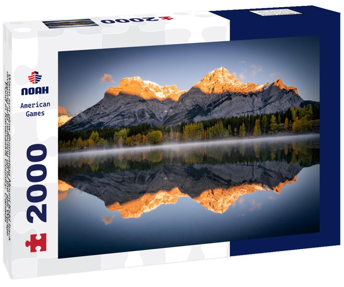 Noah Jigsaw Puzzle Warm sun glow illuminating Mount Kidd back-dropping and reflecting off of the still Wedge Pond in Kananaskis Country, Canada 2000 pieces