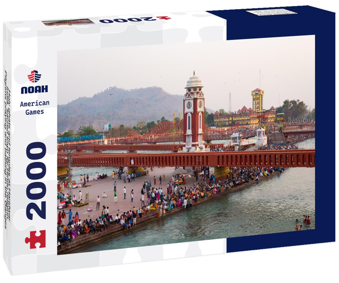 Noah Jigsaw Puzzle Holy ghats and temples at Haridwar, India, sacred town for Hindu religion. Pilgrims praying and bathing in the Ganges River 2000 pieces