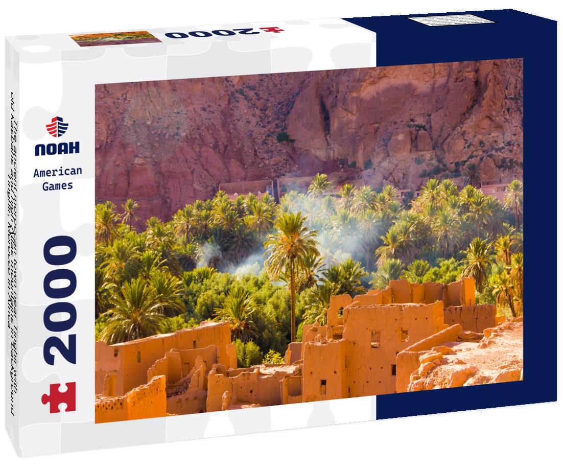 Noah Jigsaw Puzzle The ancient moroccan town near Tinghir with old kasbahs and high Atlas mountains in background, Tinghir, Morocco in Africa 2000 pieces