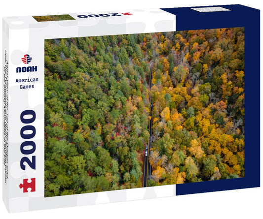 Noah Jigsaw Puzzle Aerial View of the Tail of the Dragon road near the Tennessee and North Carolina border in the Smoky Mountains in the Fall 2000 pieces