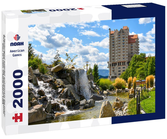 Noah Jigsaw Puzzle A landscaped waterfall and pond in the public McEuen Park near the resort in the lakeside town of Coeur d'Alene Idaho USA 2000 pieces