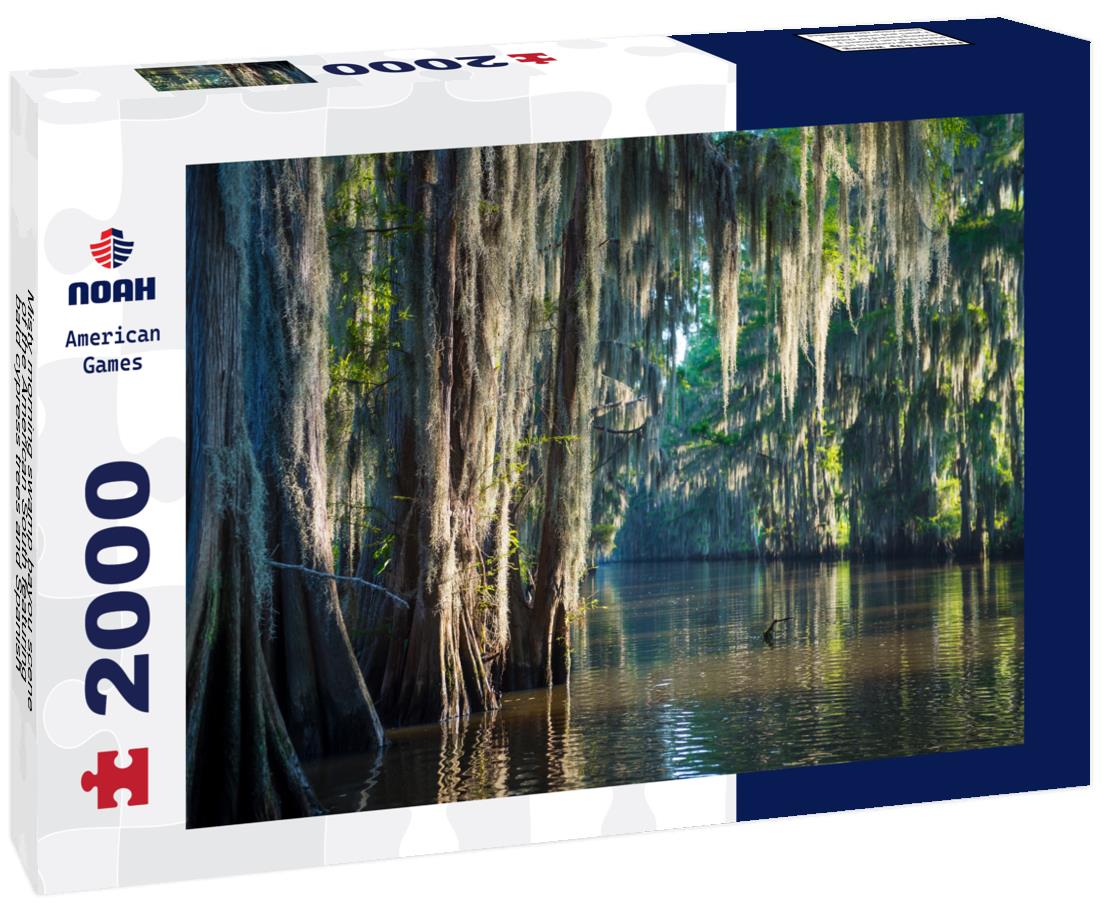 Noah Jigsaw Puzzle Misty morning swamp bayou scene of the American South featuring bald cypress trees and Spanish moss in Caddo Lake, Texas 2000 pieces