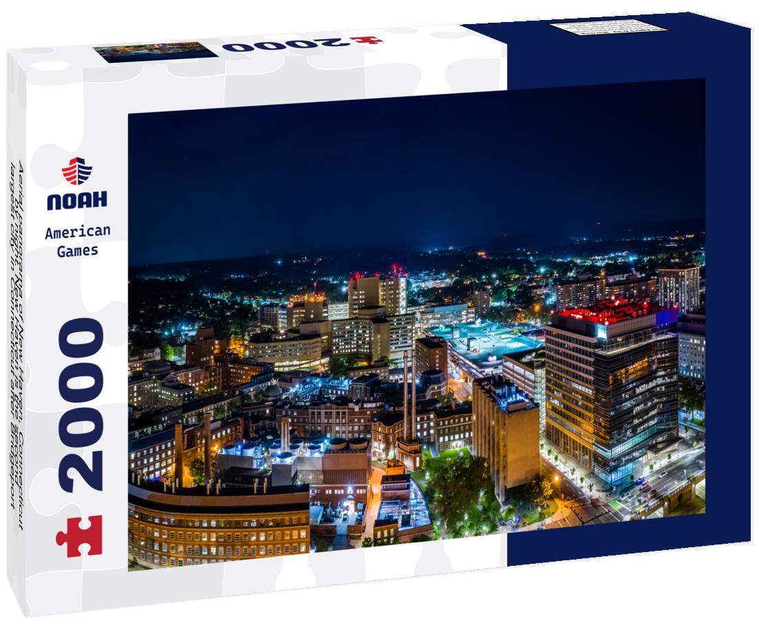 Noah Jigsaw Puzzle Aerial panorama of New Haven, Connecticut by night. New Haven is the second-largest city in Connecticut after Bridgeport 2000 pieces