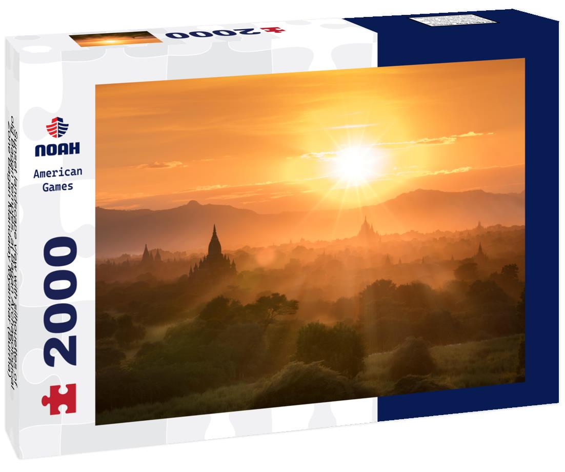 Noah Jigsaw Puzzle Sunset landscape view with silhouettes of old Bagan temples, at Bagan Archaeological Zone Bagan Mandalay Myanmar (Burma) 2000 pieces