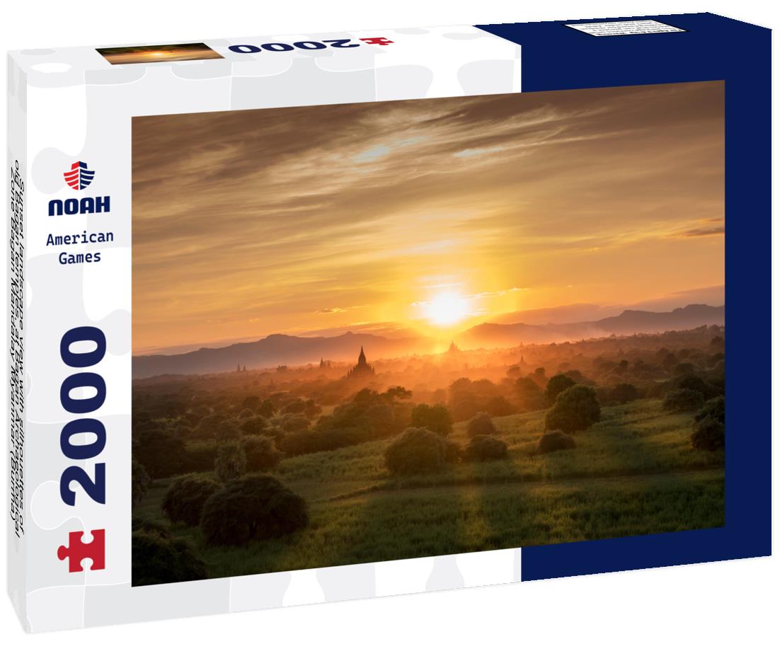 Noah Jigsaw Puzzle Sunset landscape view with silhouettes of old Bagan temples, at Bagan Archaeological Zone Bagan Mandalay Myanmar (Burma) 2000 pieces