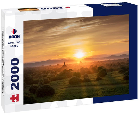 Noah Jigsaw Puzzle Sunset landscape view with silhouettes of old Bagan temples, at Bagan Archaeological Zone Bagan Mandalay Myanmar (Burma) 2000 pieces