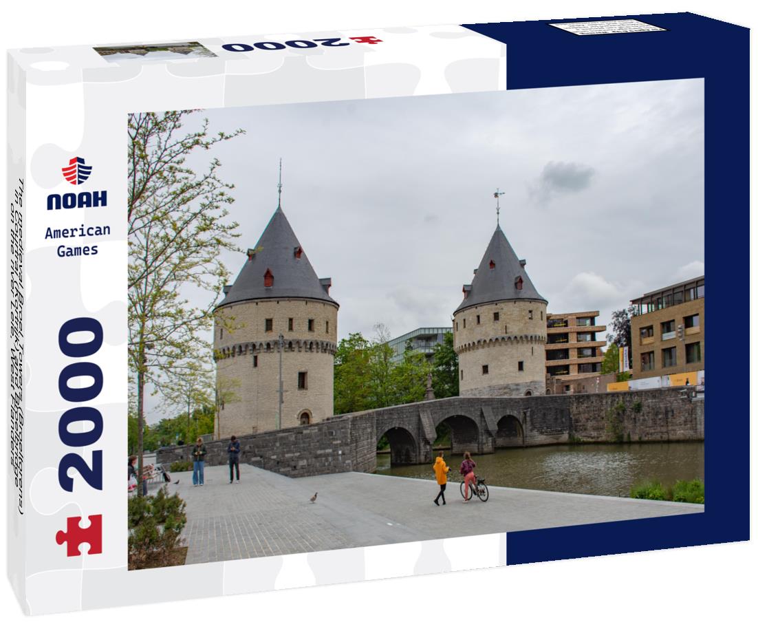 Noah Jigsaw Puzzle The medieval Broel Towers (Broeltorens) in Courtrai (Kortrijk) and Broelbridge on the river Leie, West Flanders, Belgium 2000 pieces
