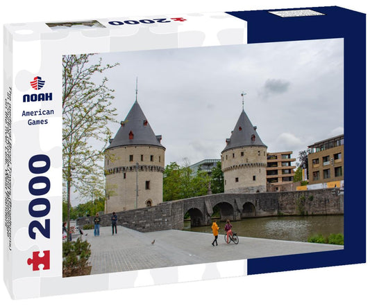 Noah Jigsaw Puzzle The medieval Broel Towers (Broeltorens) in Courtrai (Kortrijk) and Broelbridge on the river Leie, West Flanders, Belgium 2000 pieces