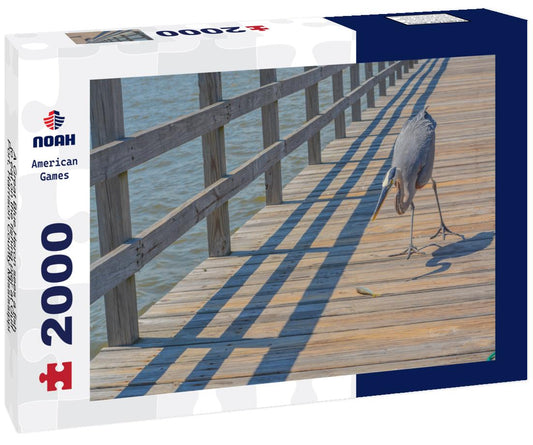 Noah Jigsaw Puzzle A Great Blue Heron sees a fish to eat on the fishing pier at Gulf Port, Harrison County Mississippi, Gulf of Mexico USA 2000 pieces
