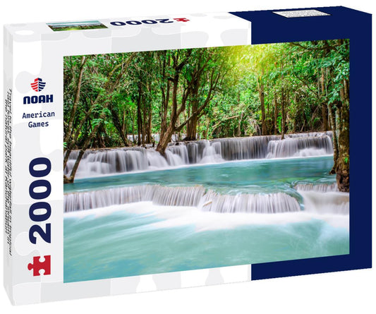Noah Jigsaw Puzzle Travel to the beautiful waterfall in tropical rain forest, soft water of the stream in the natural park at Kanchanaburi 2000 pieces