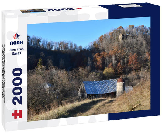 Noah Jigsaw Puzzle A homestead farm in the Driftless Area of Southwest Wisconsin, shown in the fall with oak trees and an old tobacco barn 2000 pieces