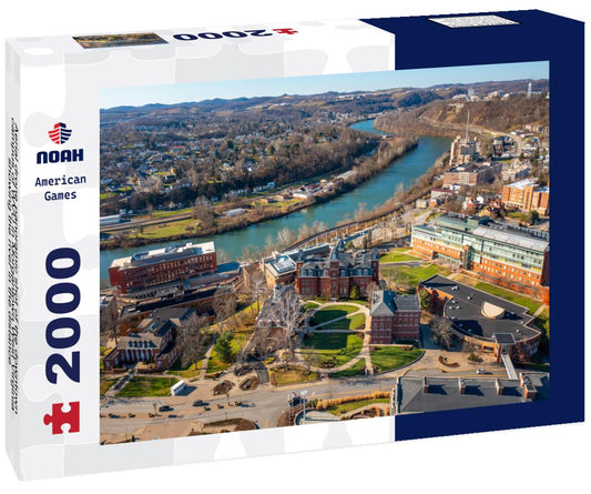 Noah Jigsaw Puzzle Aerial drone panoramic shot of the downtown campus of WVU in Morgantown West Virginia showing the river in the distance 2000 pieces