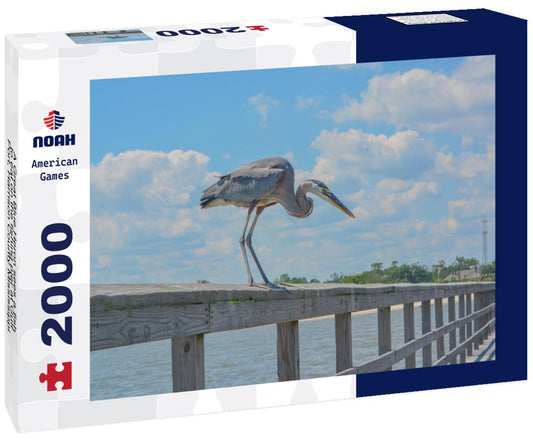 Noah Jigsaw Puzzle A Great Blue Heron sees a fish to eat on the fishing pier at Gulf Port, Harrison County Mississippi, Gulf of Mexico USA 2000 pieces