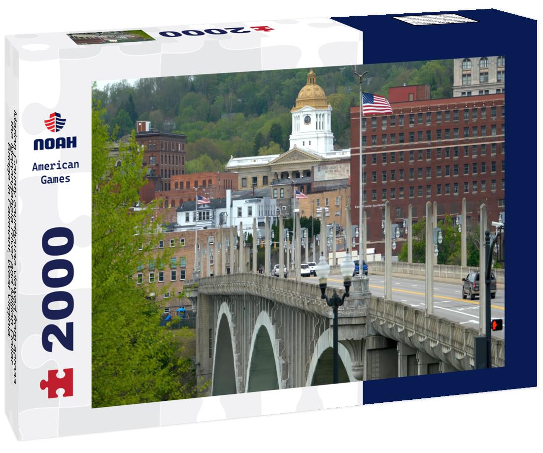Marion County courthouse viewed from across the Monongahela River and Million Dollar Bridge in Fairmont, West Virginia 2000pc Puzzle