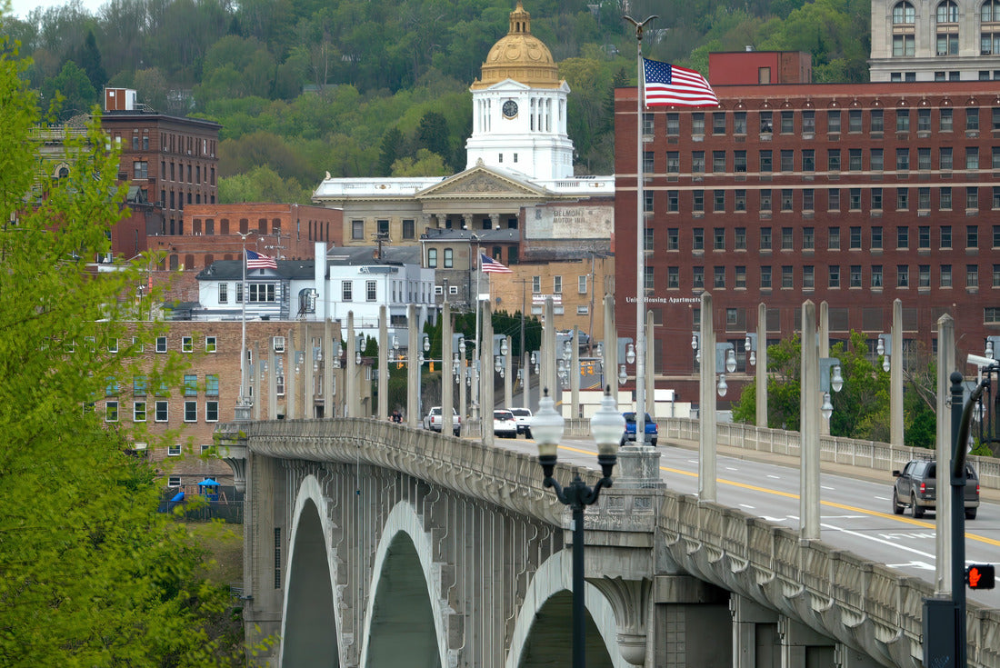 Marion County courthouse viewed from across the Monongahela River and Million Dollar Bridge in Fairmont, West Virginia 2000pc Puzzle