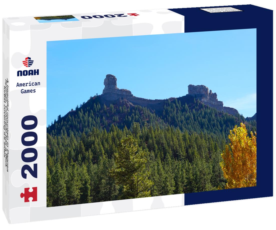 A beautiful mountain in Pagosa Springs, Colorado has a thick forest covering it's sides, and Chimney Rock on it's top 2000pc Puzzle