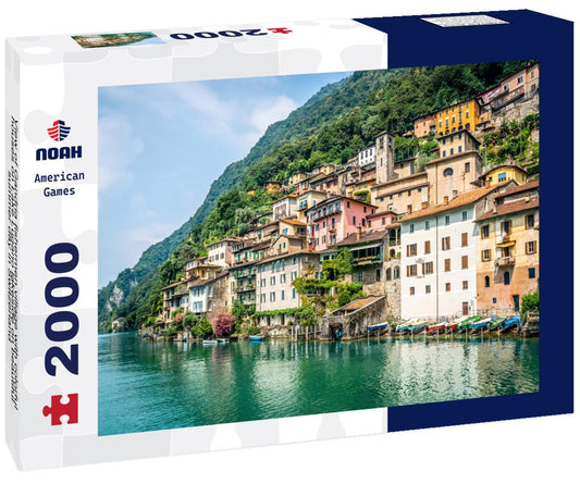Noah Jigsaw Puzzle View of Gandria fishermen village with colorful houses on Lake Lugano lakeside on beautiful summer day in Switzerland 2000 pieces