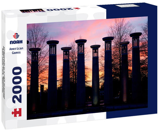 Noah Jigsaw Puzzle Colonnade in a park at sunset, 95 Bell Carillons, Bicentennial Mall State Park, Nashville, Davidson County, Tennessee 2000 pieces