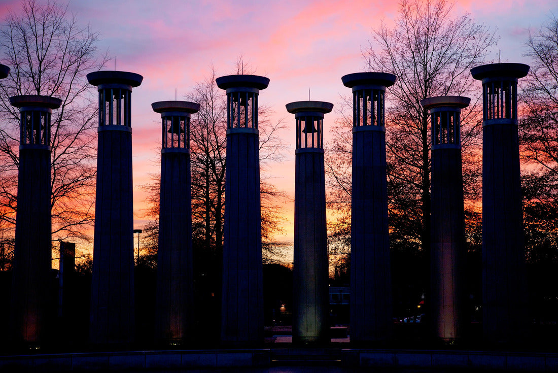 Noah Jigsaw Puzzle Colonnade in a park at sunset, 95 Bell Carillons, Bicentennial Mall State Park, Nashville, Davidson County, Tennessee 2000 pieces