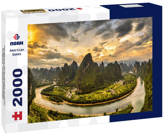 Noah Jigsaw Puzzle Xianggong hill landscape of Guilin, Li River and Karst mountains. Xingping, Yangshuo County, Guangxi Province, China 2000 pieces