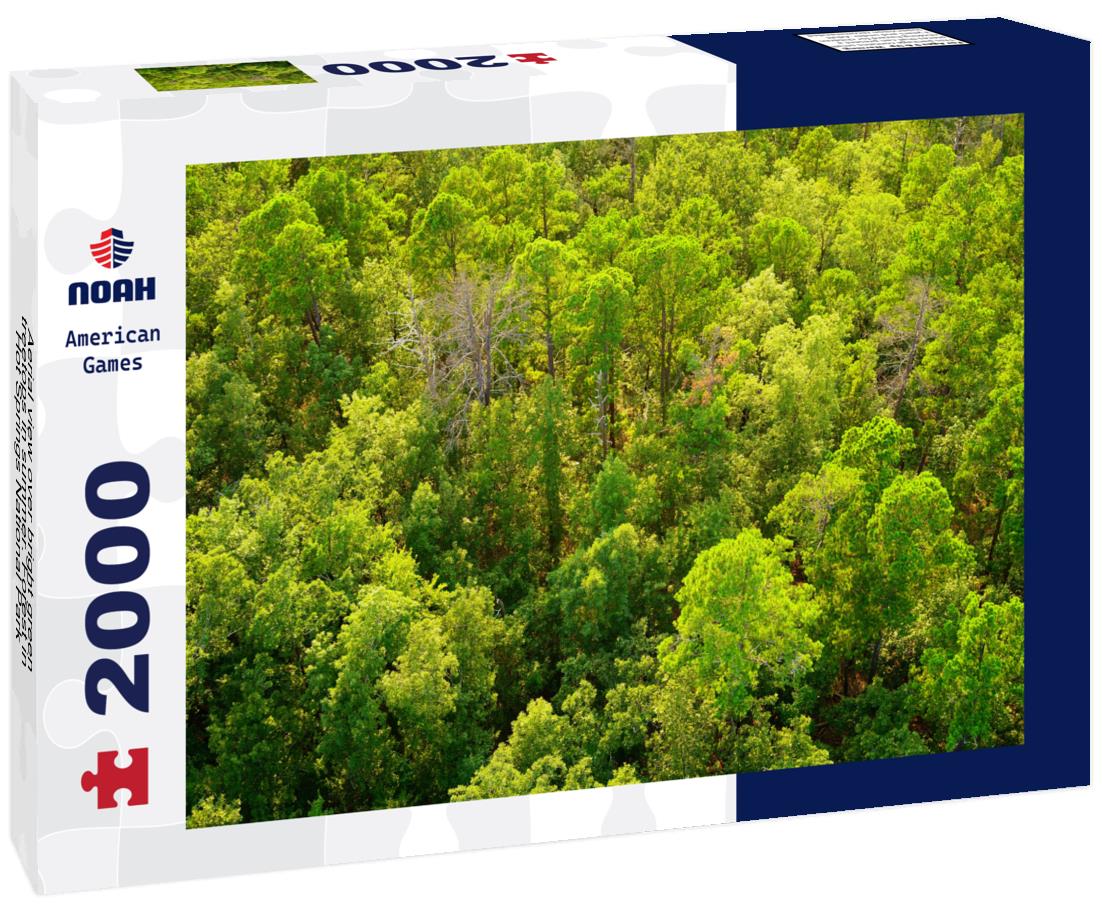 Aerial view over bright green treetops in summer. Forest in Hot Springs National Park, Garland County, Arkansas, USA 2000pc Puzzle