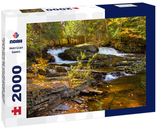 Noah Jigsaw Puzzle Double Waterfall with fall foliage on the Falls River in the small town of L'Anse in the Upper Peninsula of Michigan 2000 pieces