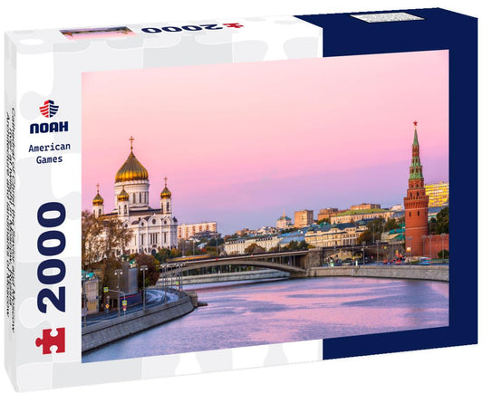Noah Jigsaw Puzzle Cathedral of Christ the Savior and Moscow river at twilight in Moscow, Russia, Architecture and landmarks of Moscow 2000 pieces