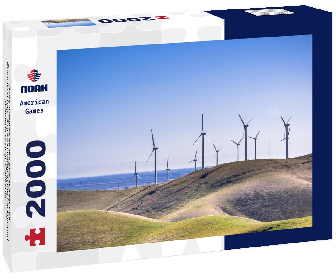 Wind turbines on the hills of east San Francisco bay, Stockton valley in the background, Alameda county, California 2000pc Puzzle