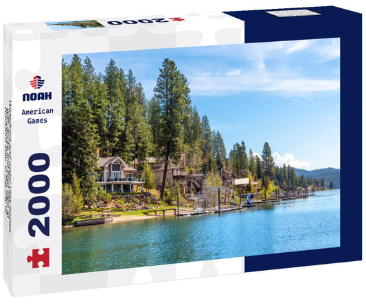 Noah Jigsaw Puzzle Waterfront and water view homes with docks and boat slips at Rockford Bay, in the city of Coeur d'Alene, Idaho, USA 2000 pieces