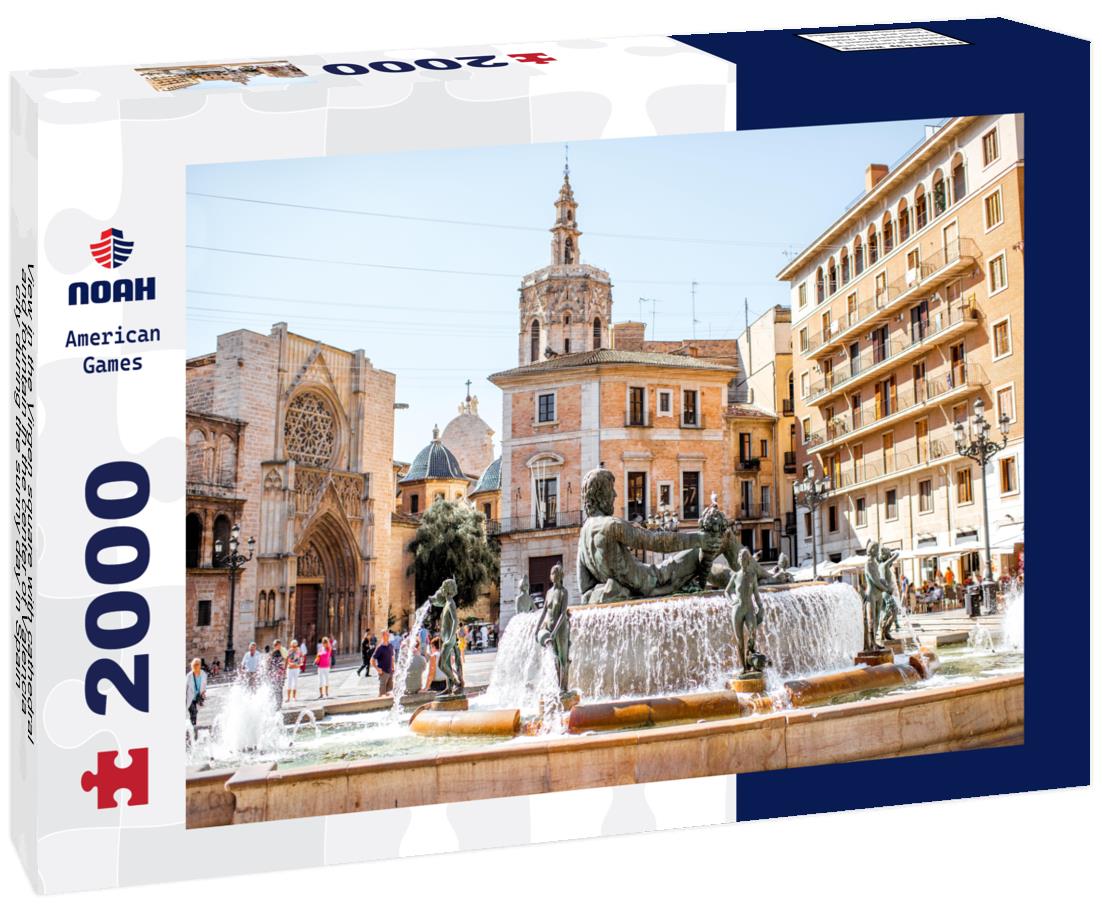 Noah Jigsaw Puzzle View in the Virgen square with cathedral and fountain in the center of Valencia city during the sunny day in Spain 2000 pieces