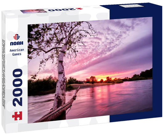Noah Jigsaw Puzzle Vibrant landscape of the Feather RIver in Butte County, California with a pink and orange sunset in the background 2000 pieces
