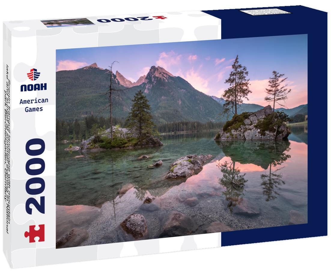 Noah Jigsaw Puzzle Scenin tranquil landscape with mountain, lake and sunset at summer evening in National park Berchtesgaden, Germany 2000 pieces