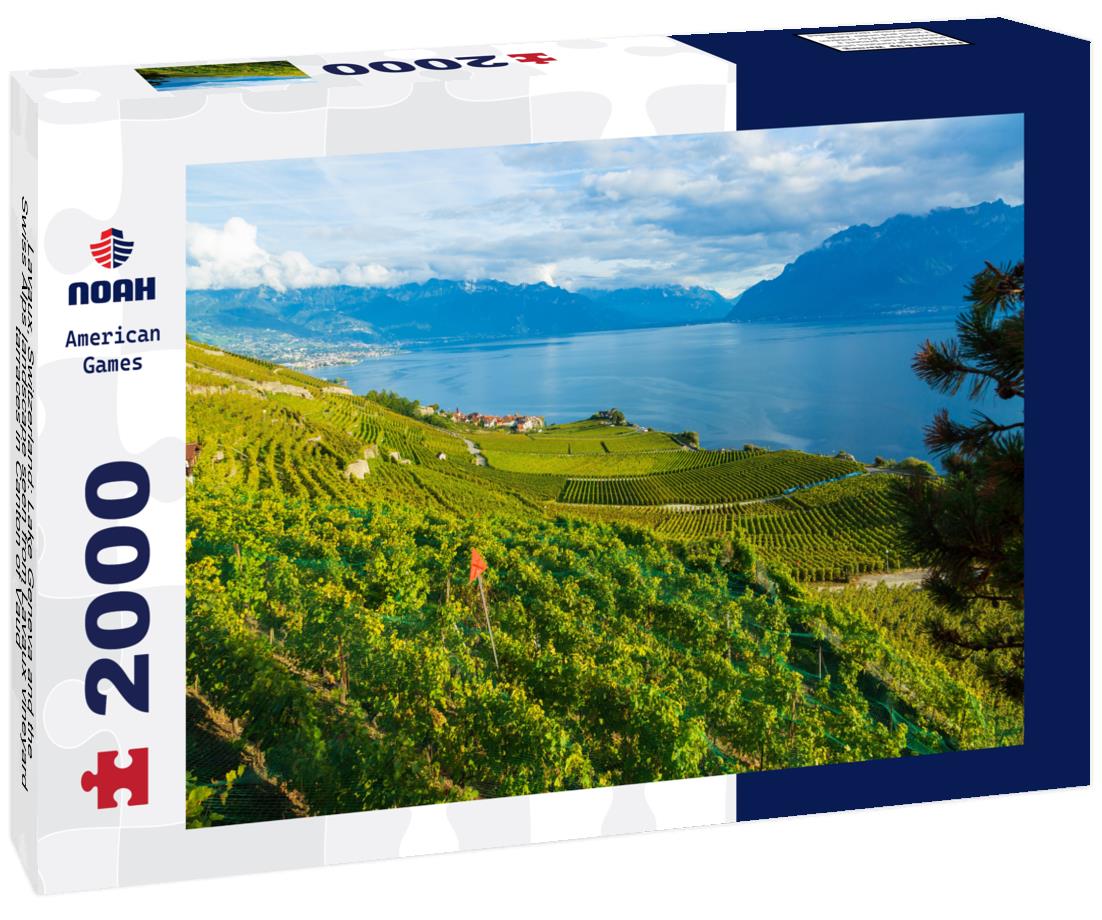Noah Jigsaw Puzzle Lavaux, Switzerland: Lake Geneva and the Swiss Alps landscape seen from Lavaux vineyard tarraces in Canton of Vaud 2000 pieces