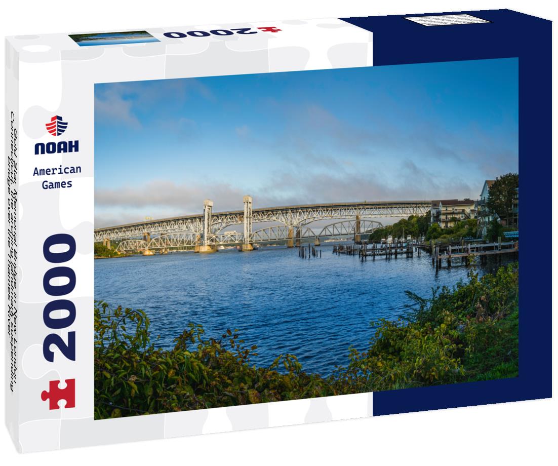 Noah Jigsaw Puzzle Gold Star Memorial Bridge in New London, Connecticut, the arching landmark suspending bridge over the Thames River 2000 pieces