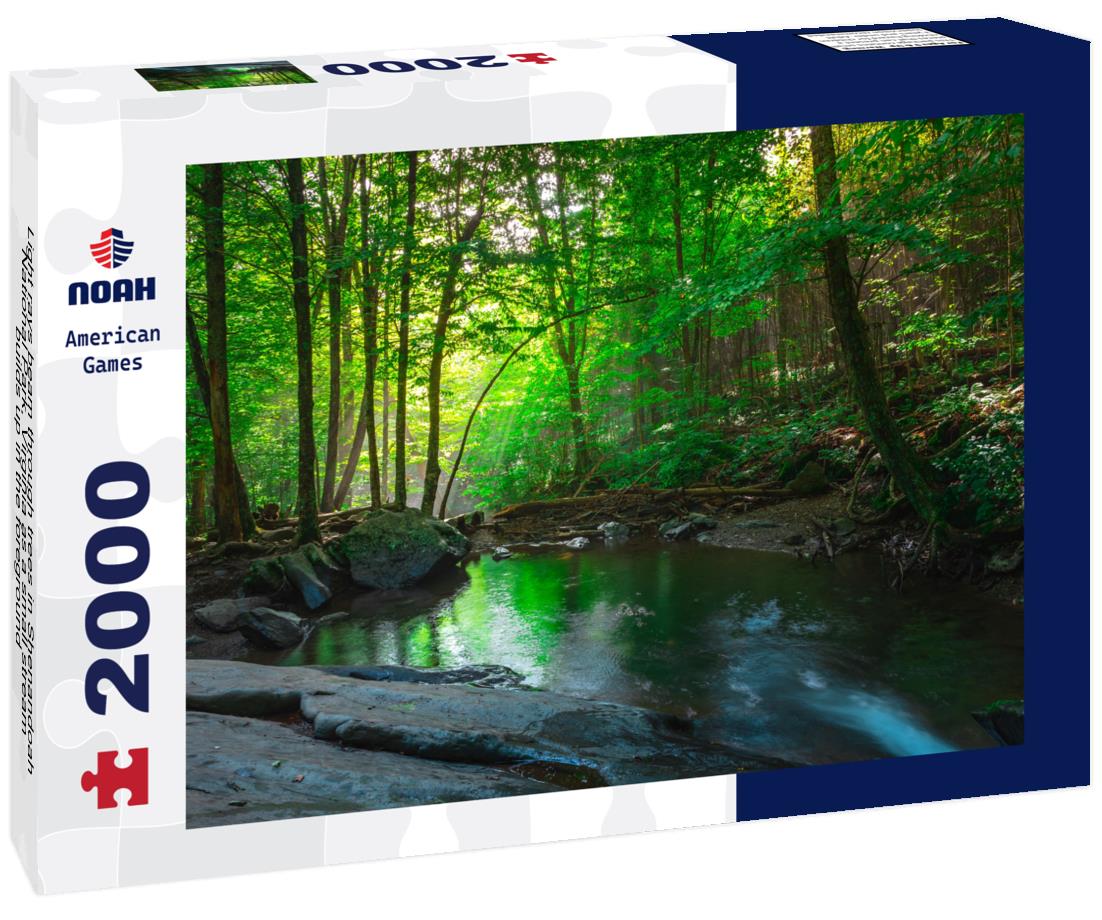 Noah Jigsaw Puzzle Light rays beam through trees in Shenandoah National Park, Virginia as a small stream builds up in the foreground 2000 pieces