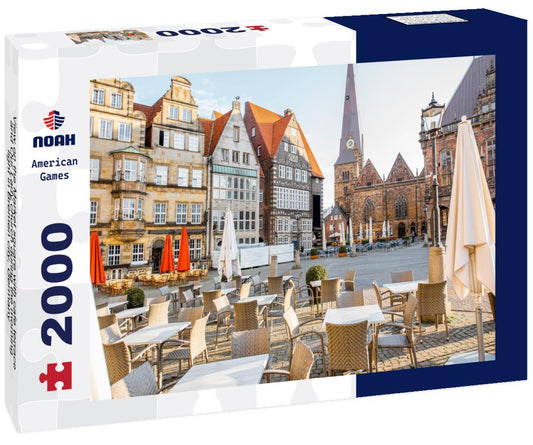Noah Jigsaw Puzzle View on the Market square with cafe terrace and Our Lady church during the morning light in Bremen city, Germany 2000 pieces