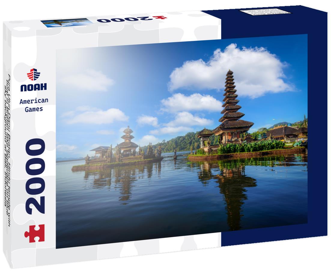 Noah Jigsaw Puzzle Pura Ulun Danu Bratan, Hindu temple with boat in Bratan lake landscape on blue sky background at Bali, Indonesia 2000 pieces